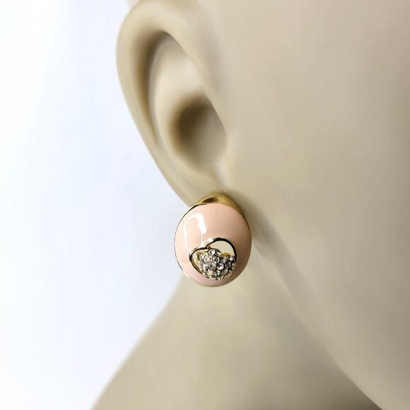 Peach Pink Enamelled Earrings Small Earrings Soft Pink Earrings - Picture 2 of 12